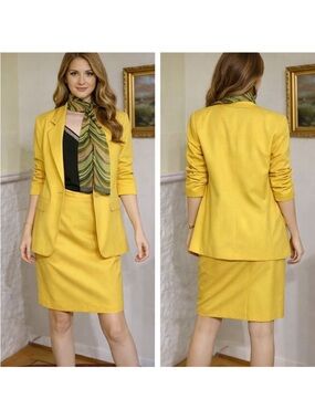 Vintage Fitting Image Yellow 2-Piece Skirt Suit